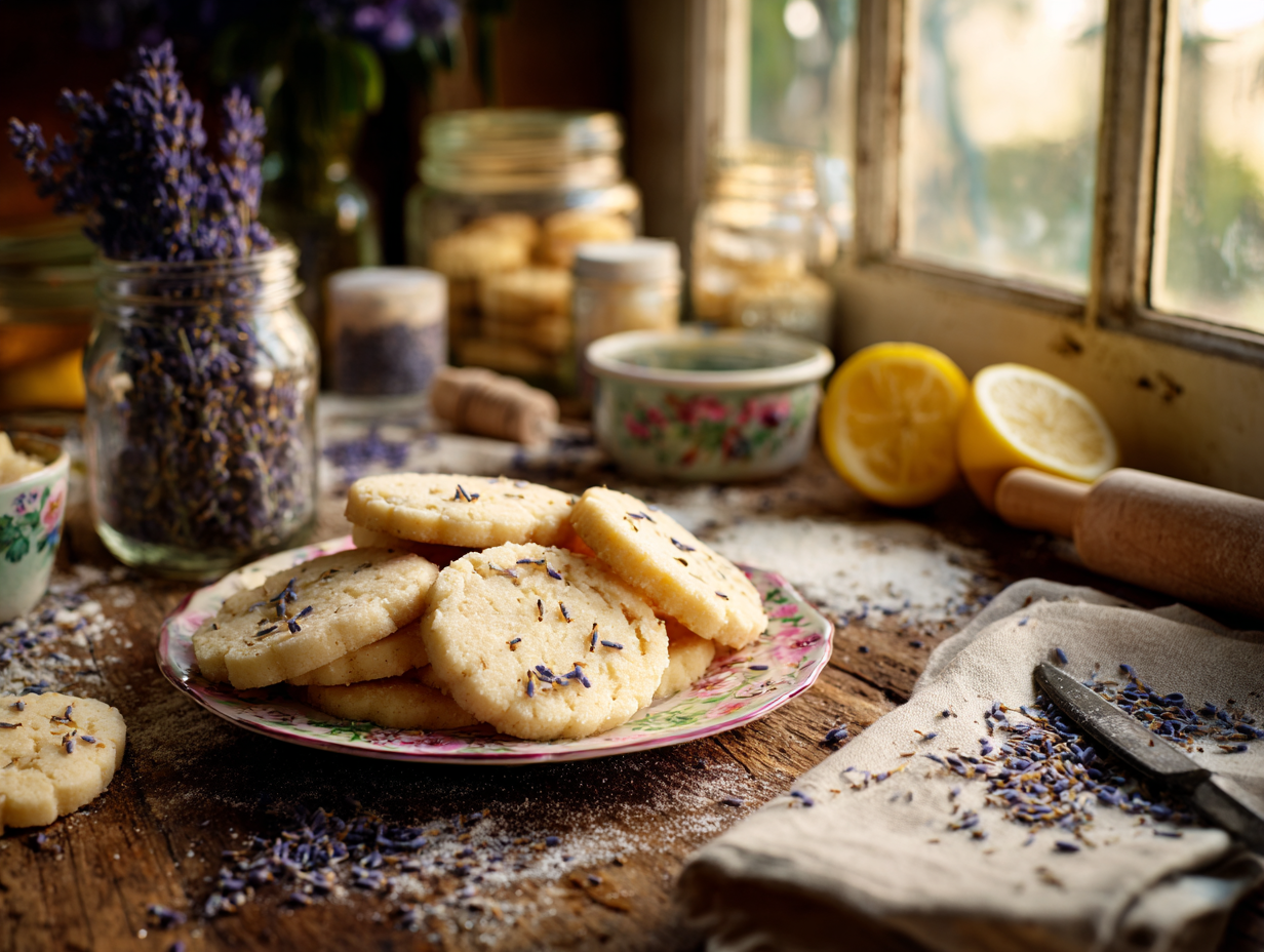 Lemon Lavender Shortbread Cookies