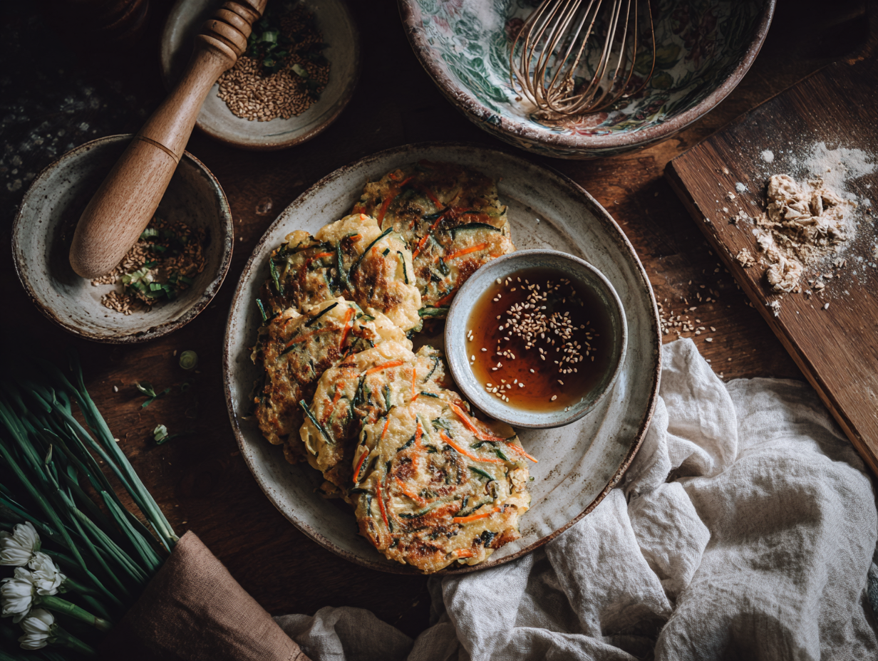 Crispy Korean Vegetable Pancakes (Yachaejeon)