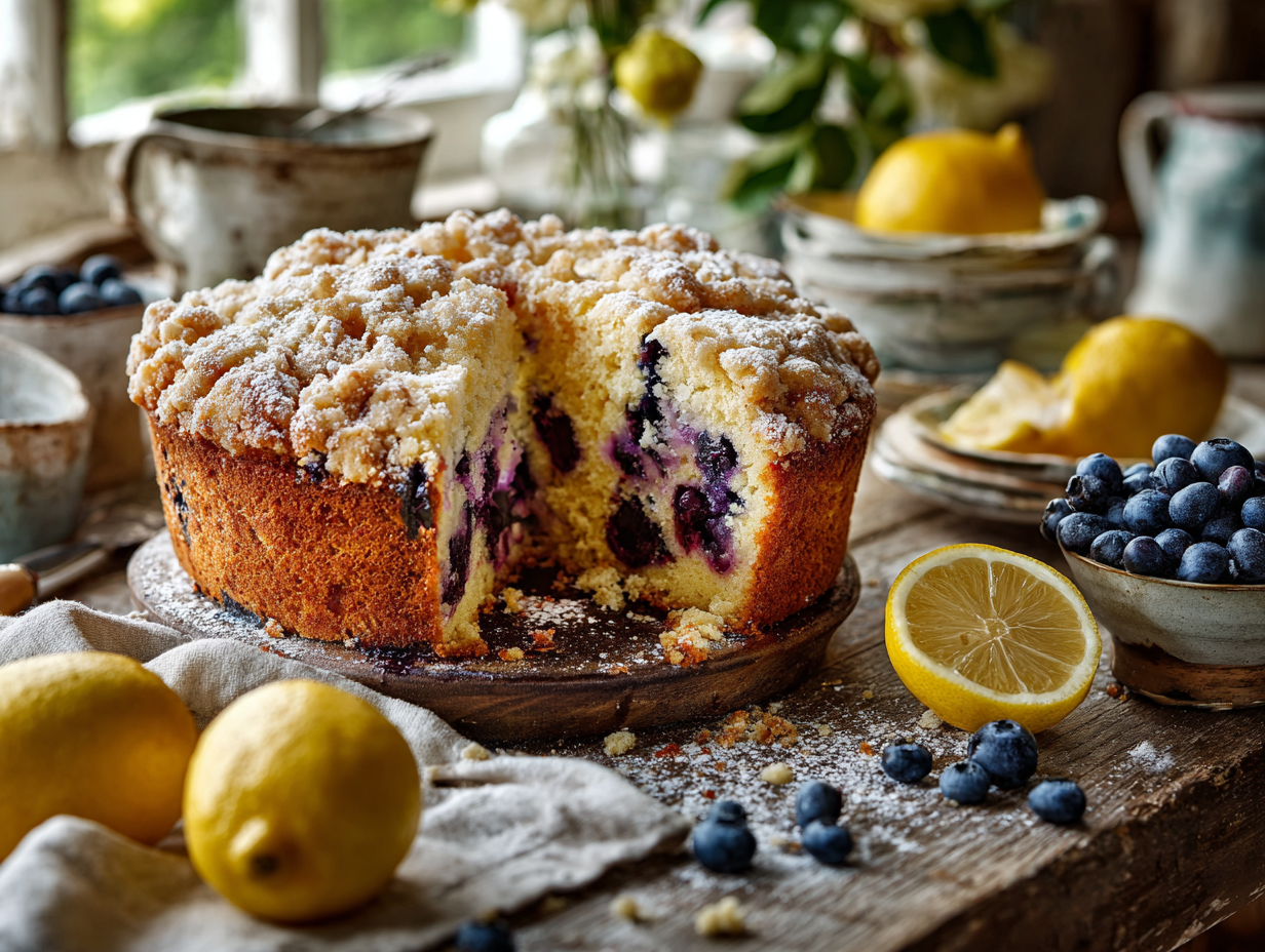 Lemon Blueberry Crumble Cake