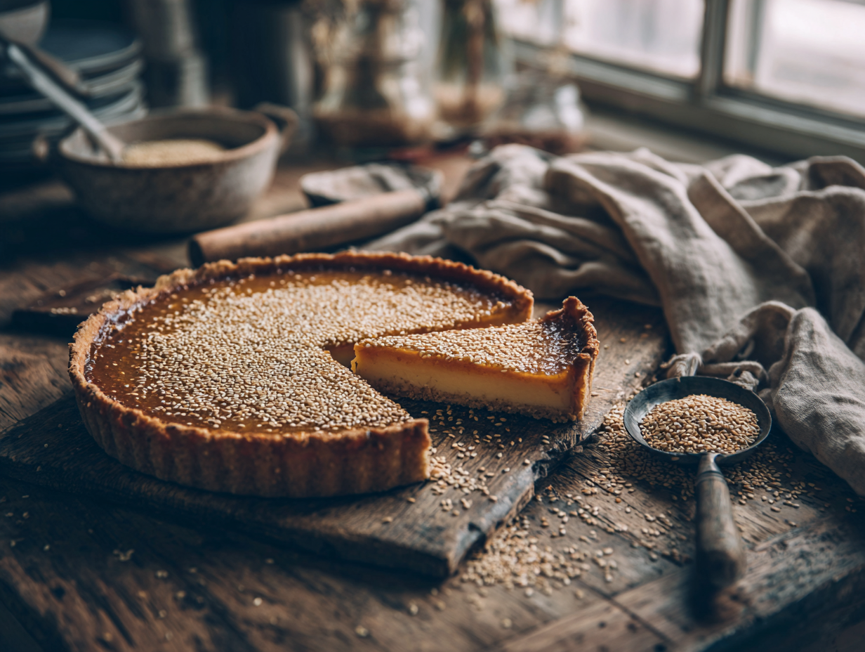 Sesame Caramel Tart