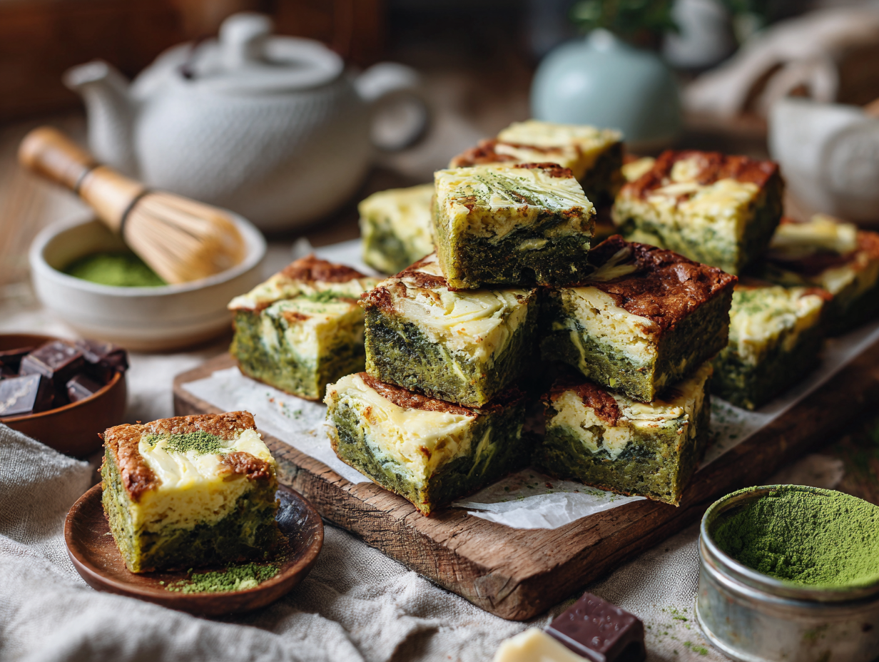 White Chocolate Matcha Brownies