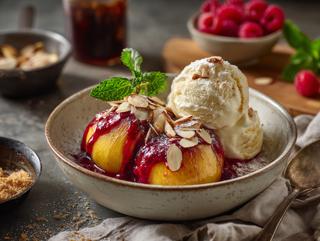 Roasted Peach Melba
