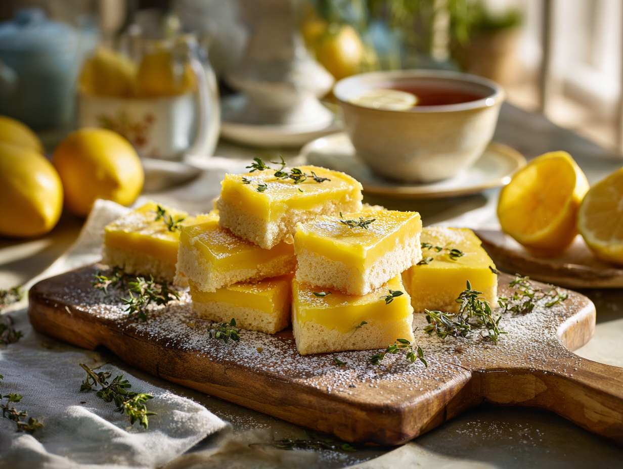 Lemon Thyme Shortbread Bars