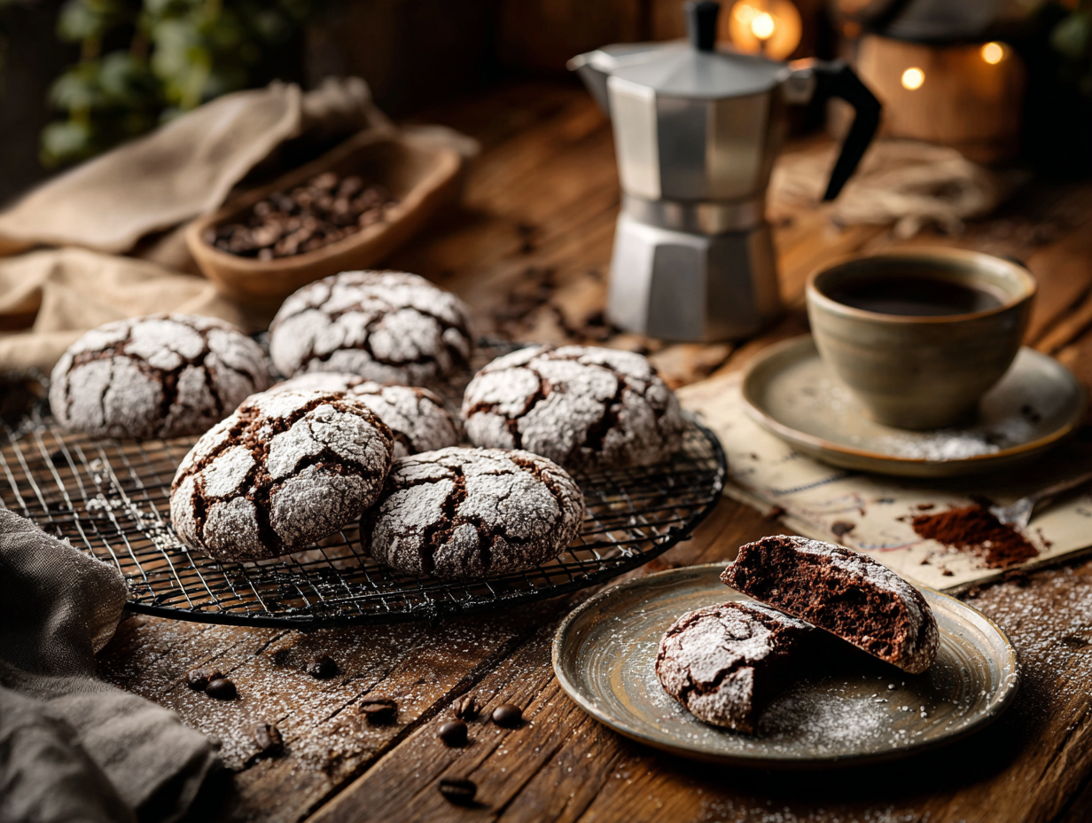 Espresso Chocolate Crinkle Cookies