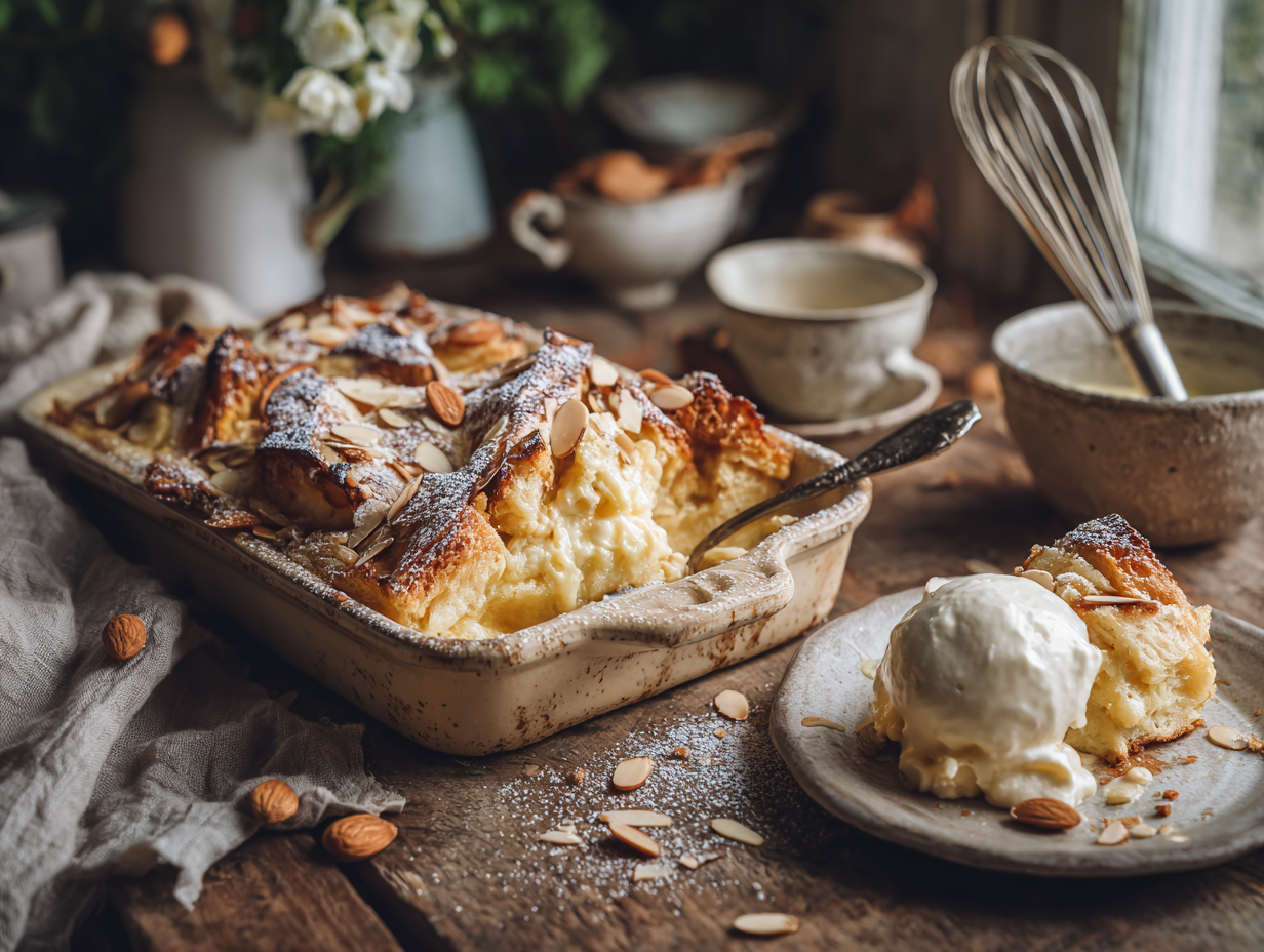 Almond Croissant Bread Pudding