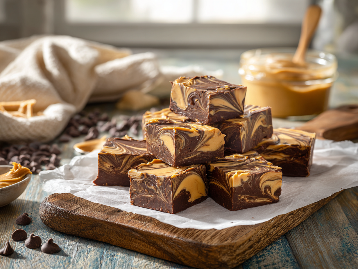 Chocolate Peanut Butter Swirl Fudge