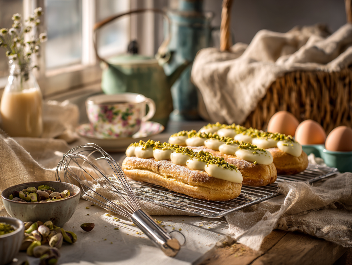 Pistachio Cream Éclairs