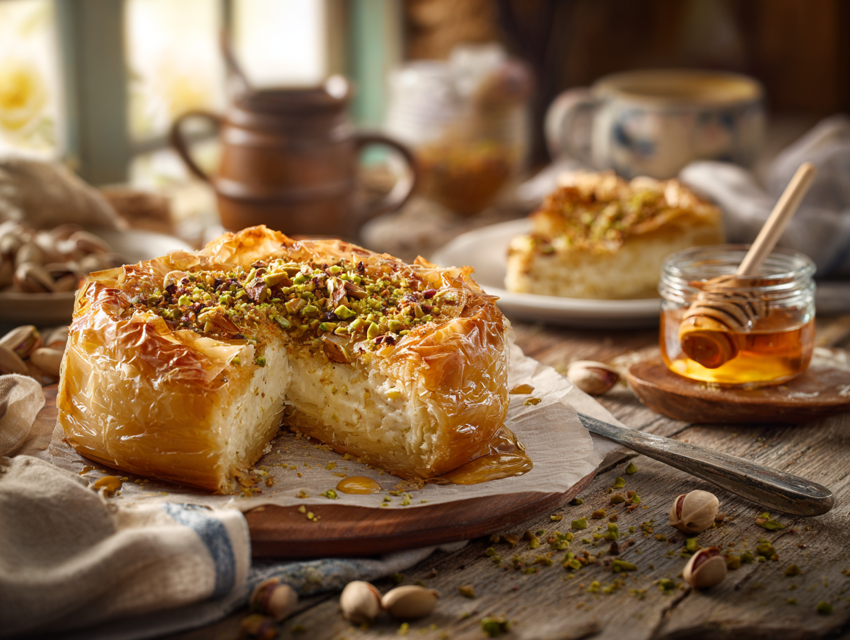 Pistachio Honey Baklava Cheesecake