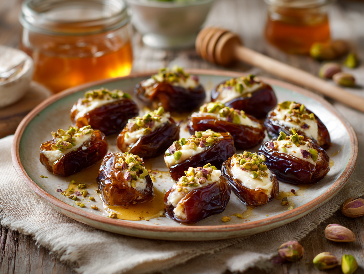 Mascarpone Stuffed Dates with Honey