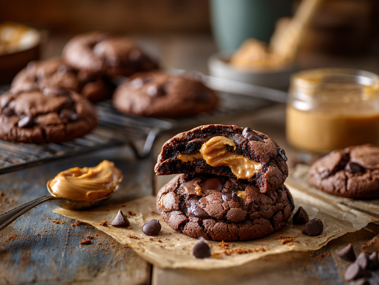 Chocolate Peanut Butter Lava Cookies