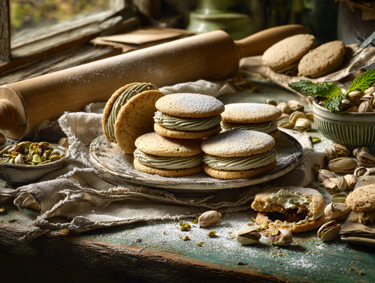 Pistachio Cream Sandwich Cookies