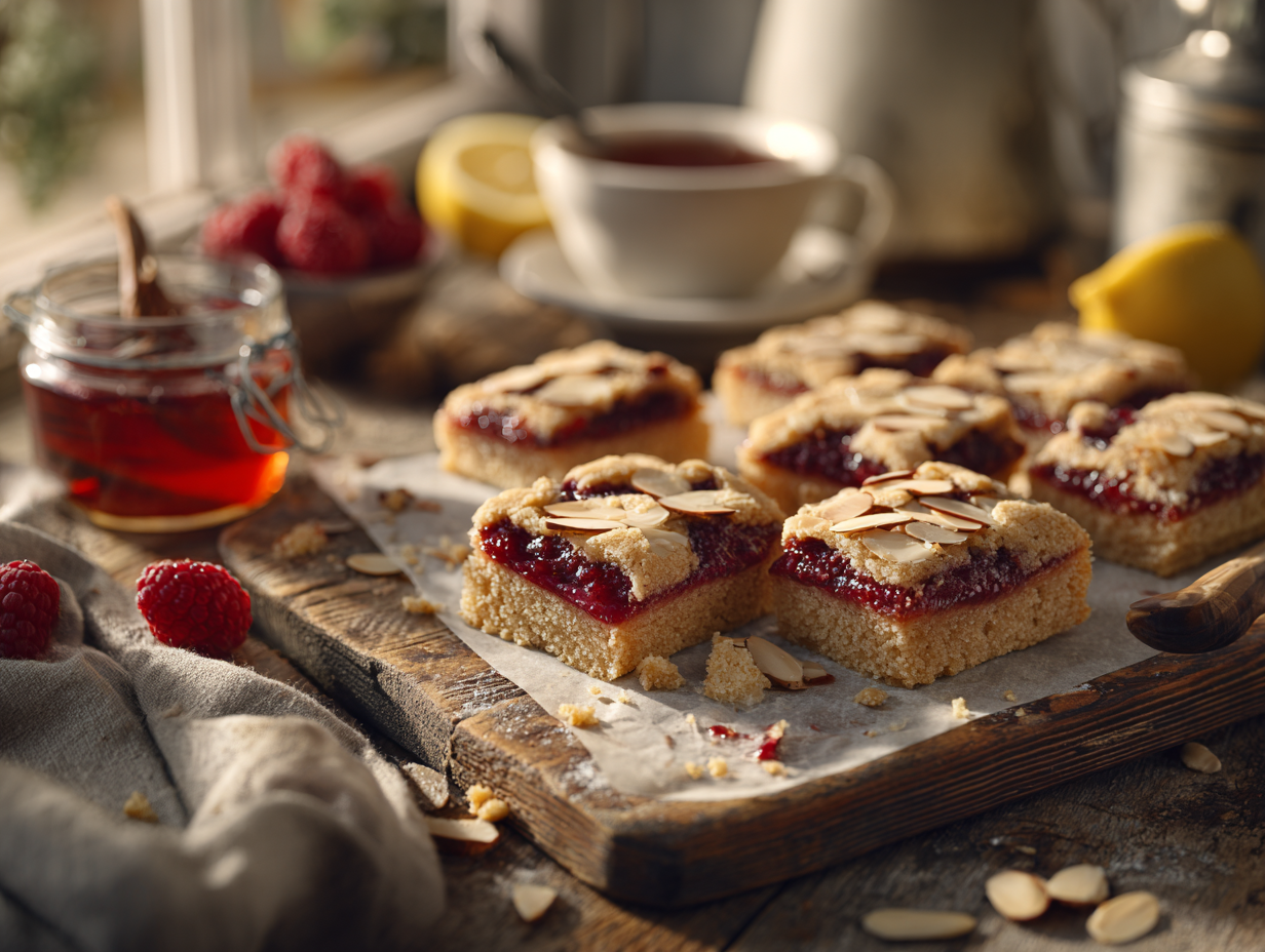 Raspberry Almond Thumbprint Bars
